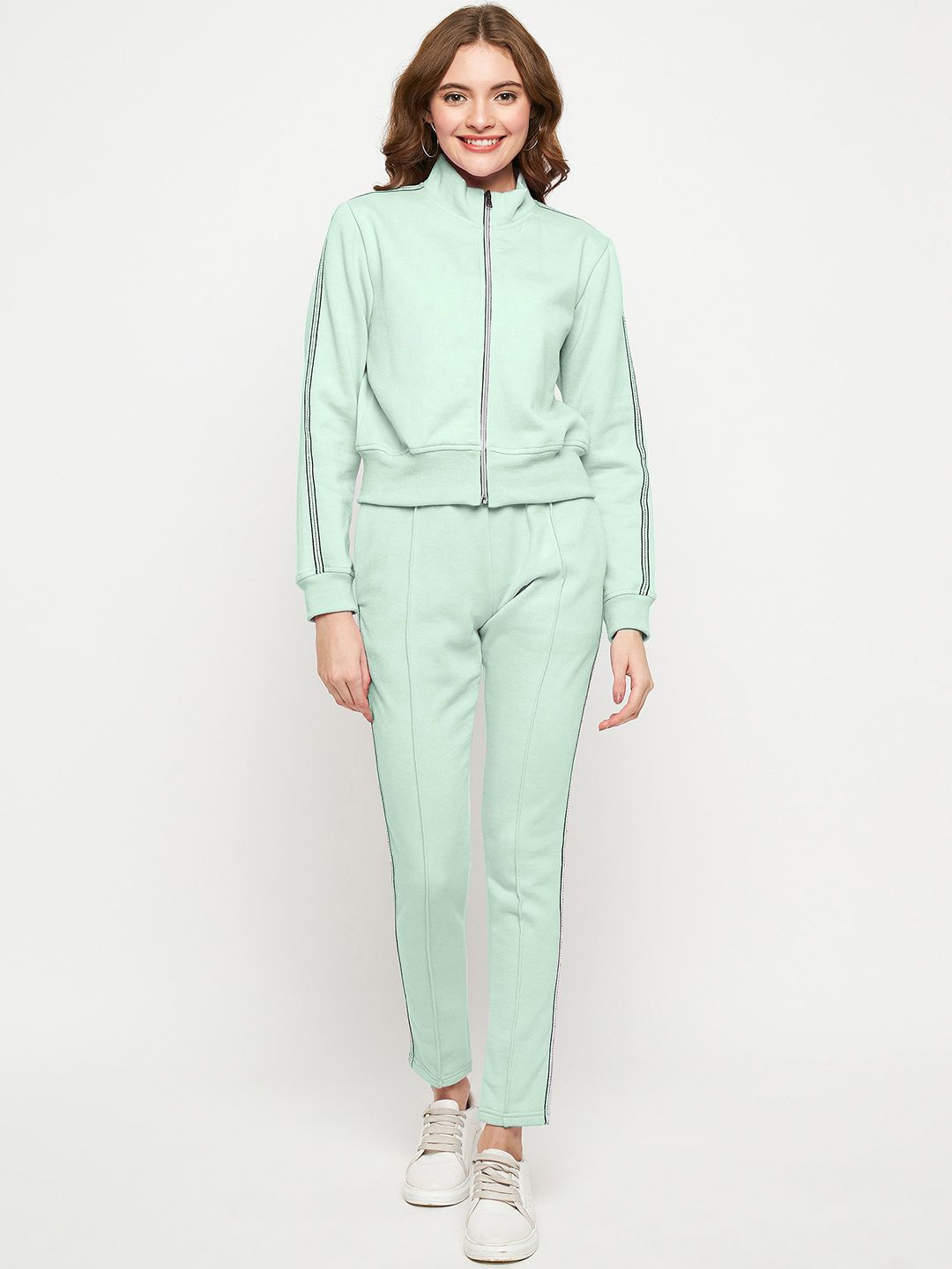 

BRINNS Women Mock Collar Long Sleeves Tracksuits, Green