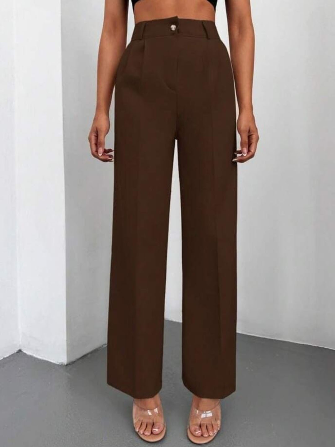 

Next One Women Smart High-Rise Parallel Trousers, Brown