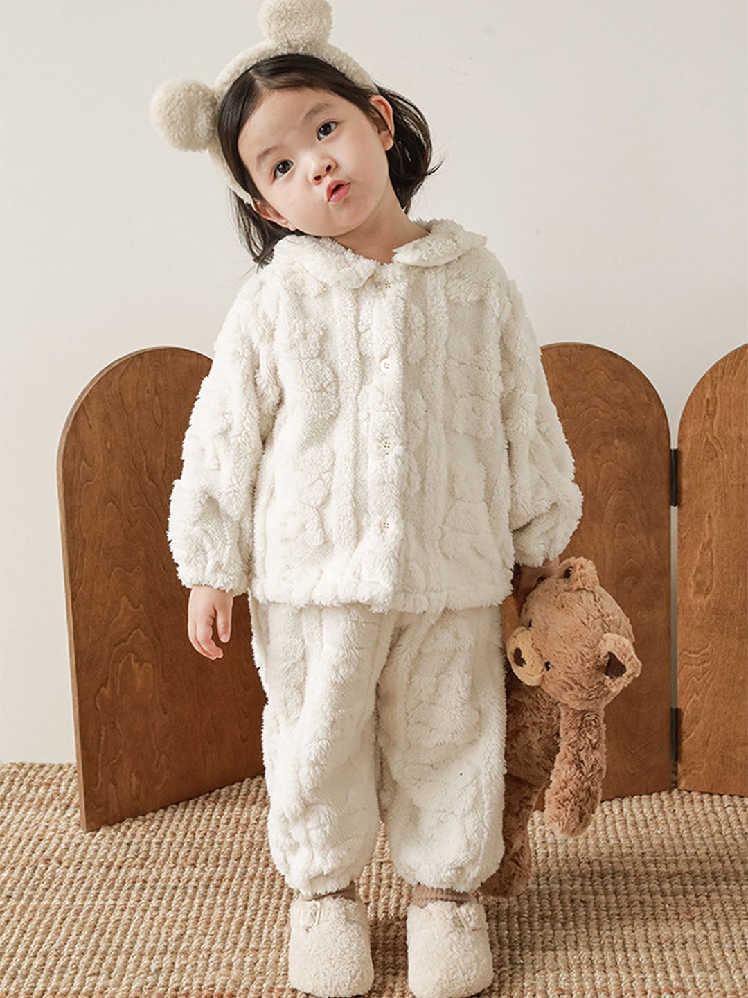 

LULU & SKY Girls Shirt with Trousers, Beige
