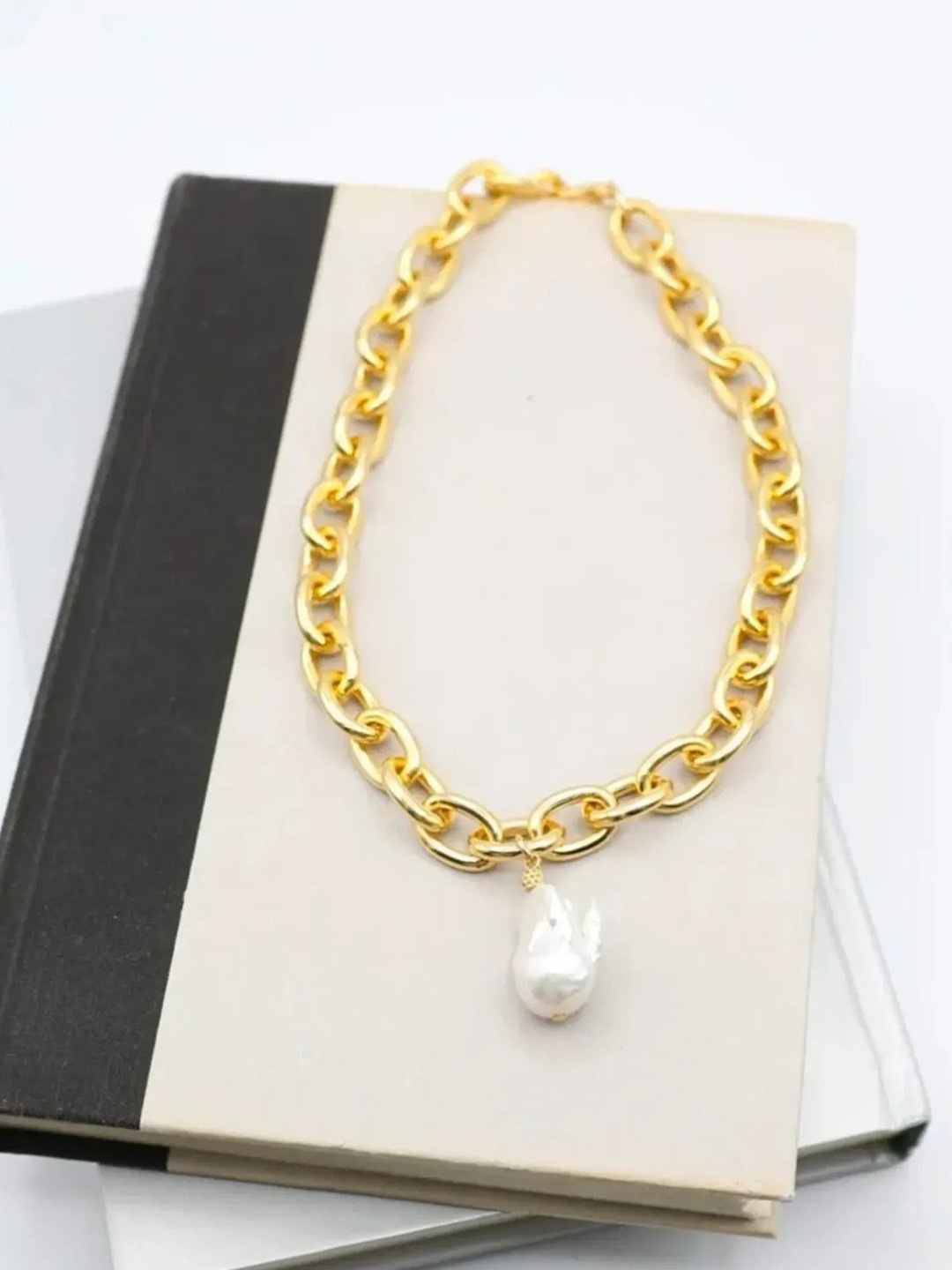 

V FASHION JEWELLERY Women Pearls Gold-Plated Link Bracelet