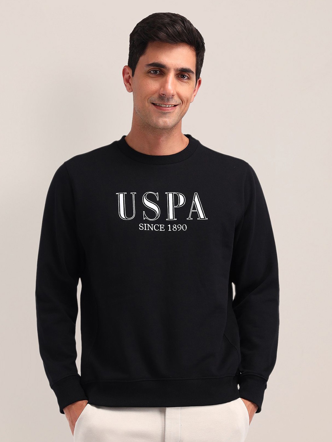 

U.S. Polo Assn. Men Printed Cotton Pullover Sweatshirt, Black