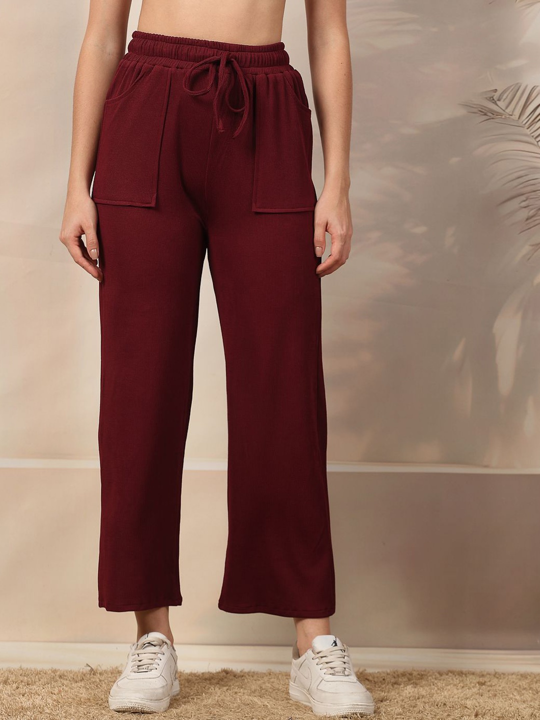 

Clora Creation Women Relaxed-Fit Mid-Rise Track Pants, Burgundy