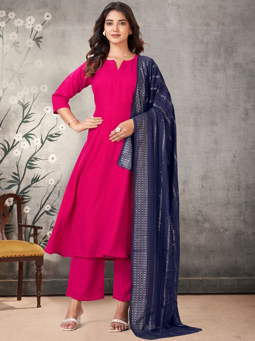 

KALINI Women Regular Kurta with Palazzos & With Dupatta, Pink