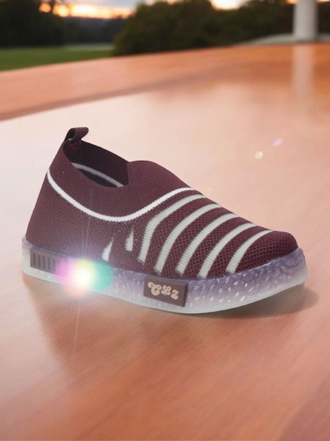 

Lil Lollipop Unisex Kids Woven Design Slip-On Sneakers With LED Light, Purple