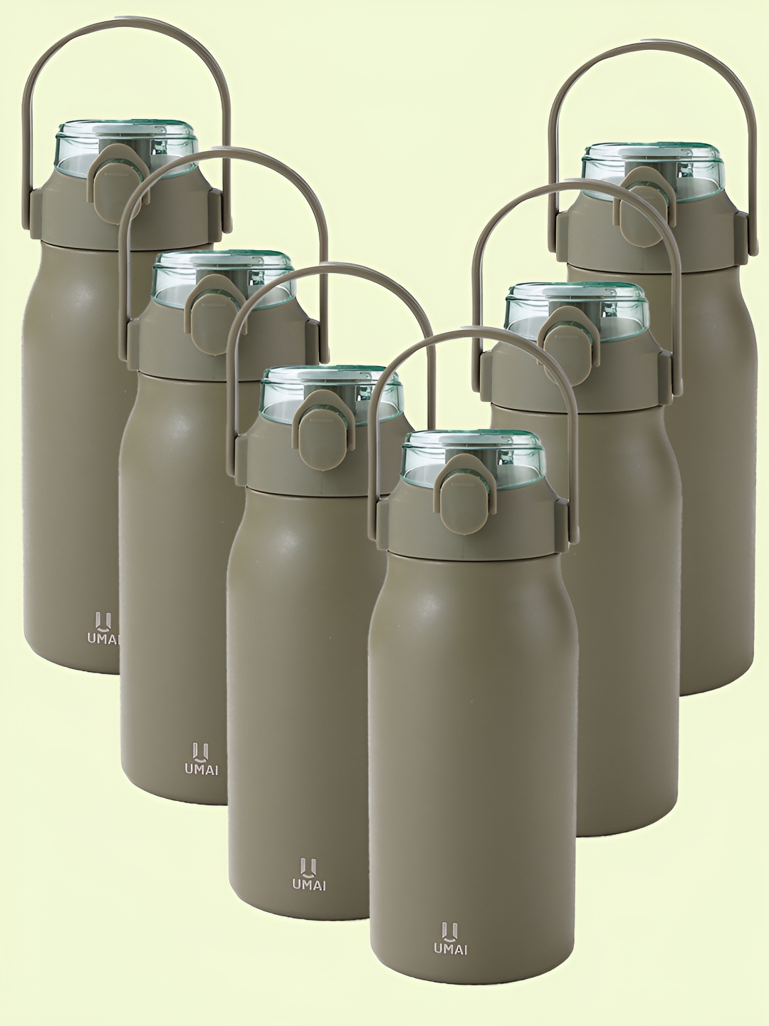 

UMAI Green 6 Pieces Stainless Steel Solid Double Wall Vacuum Water Bottles-1 L