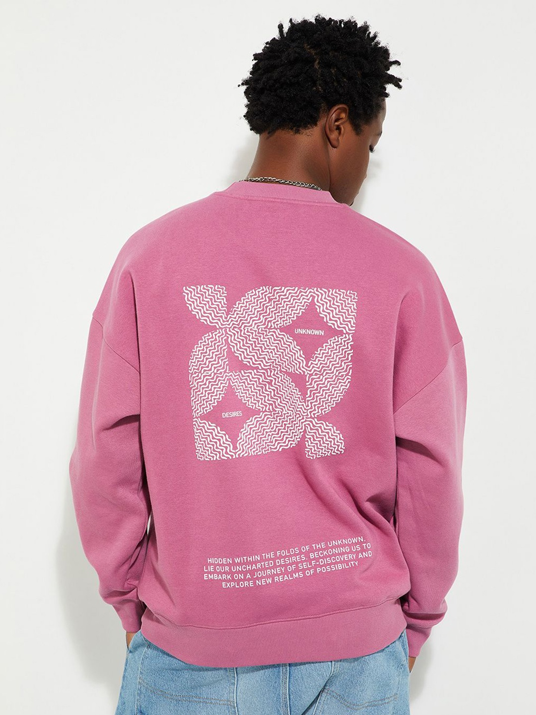 

Max URB_N Men Oversized Back Printed Sweatshirt, Pink