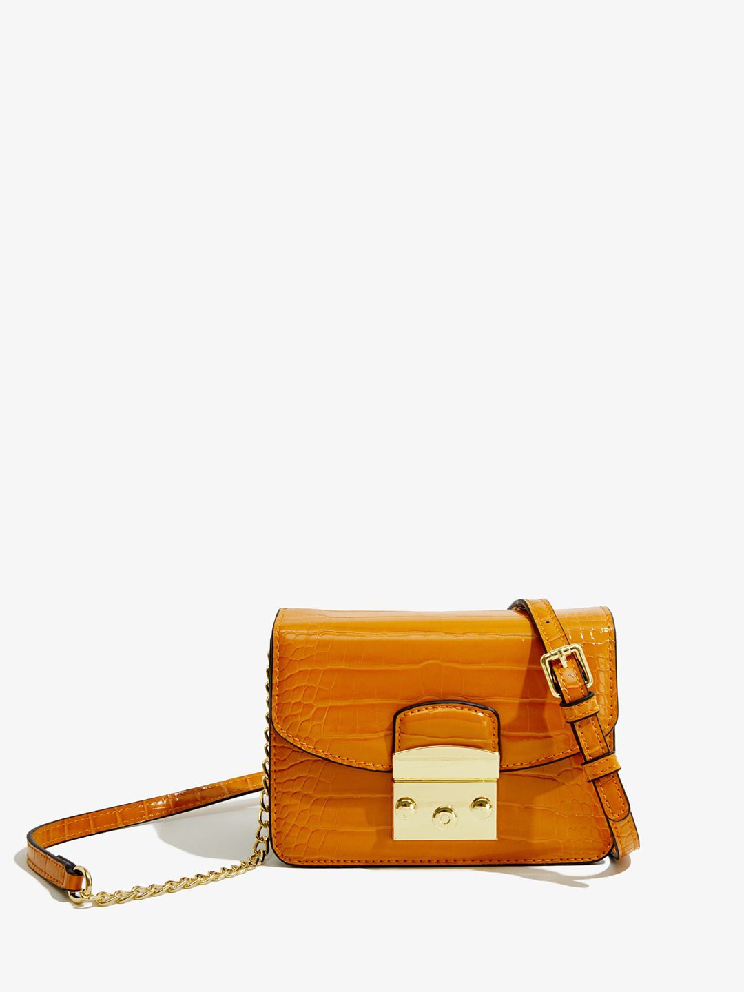 

RAVE Women Textured Swagger Sling Bag, Mustard