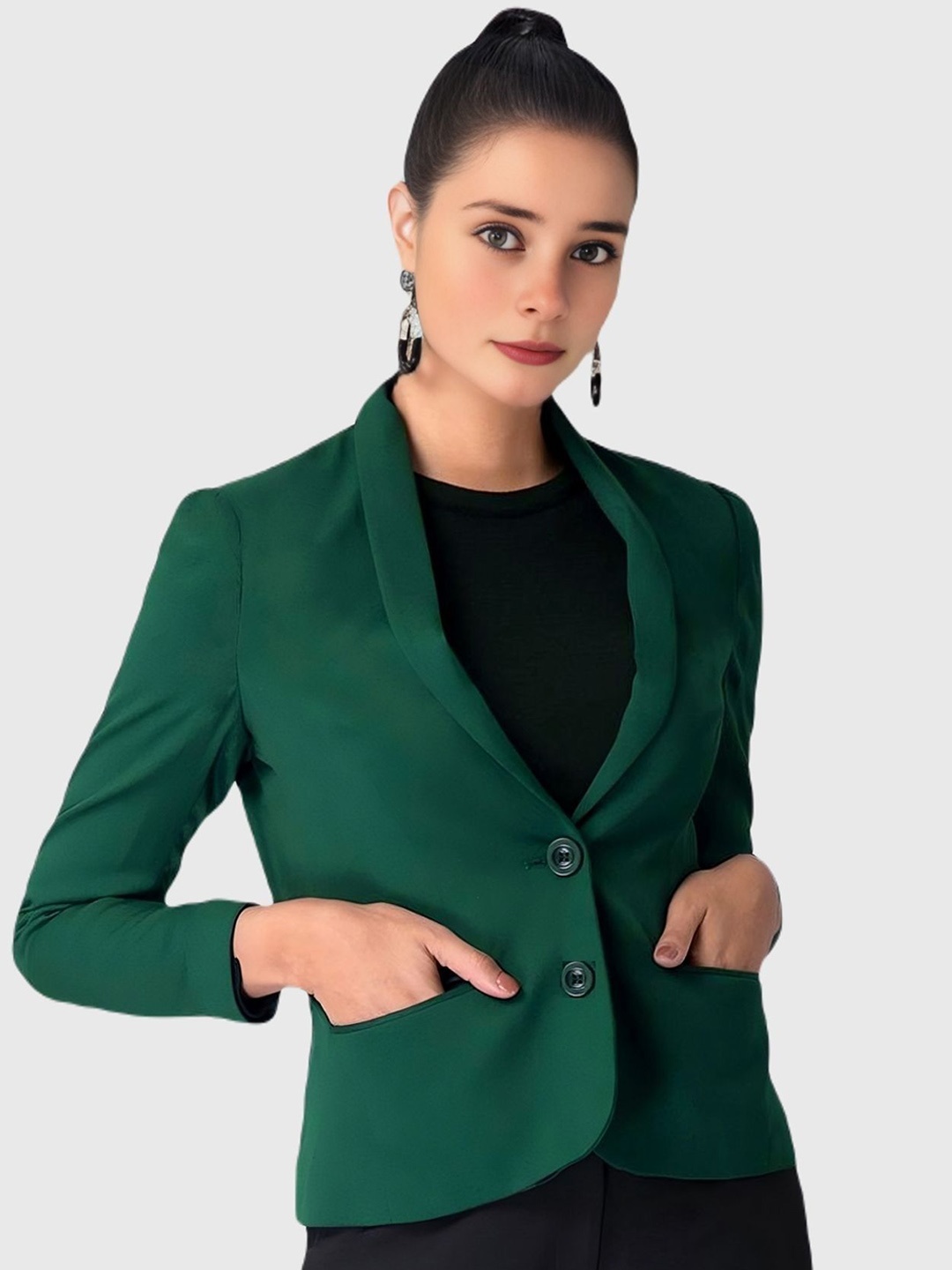 

BAESD Notched Lapel Collar Single-Breasted Blazer, Olive