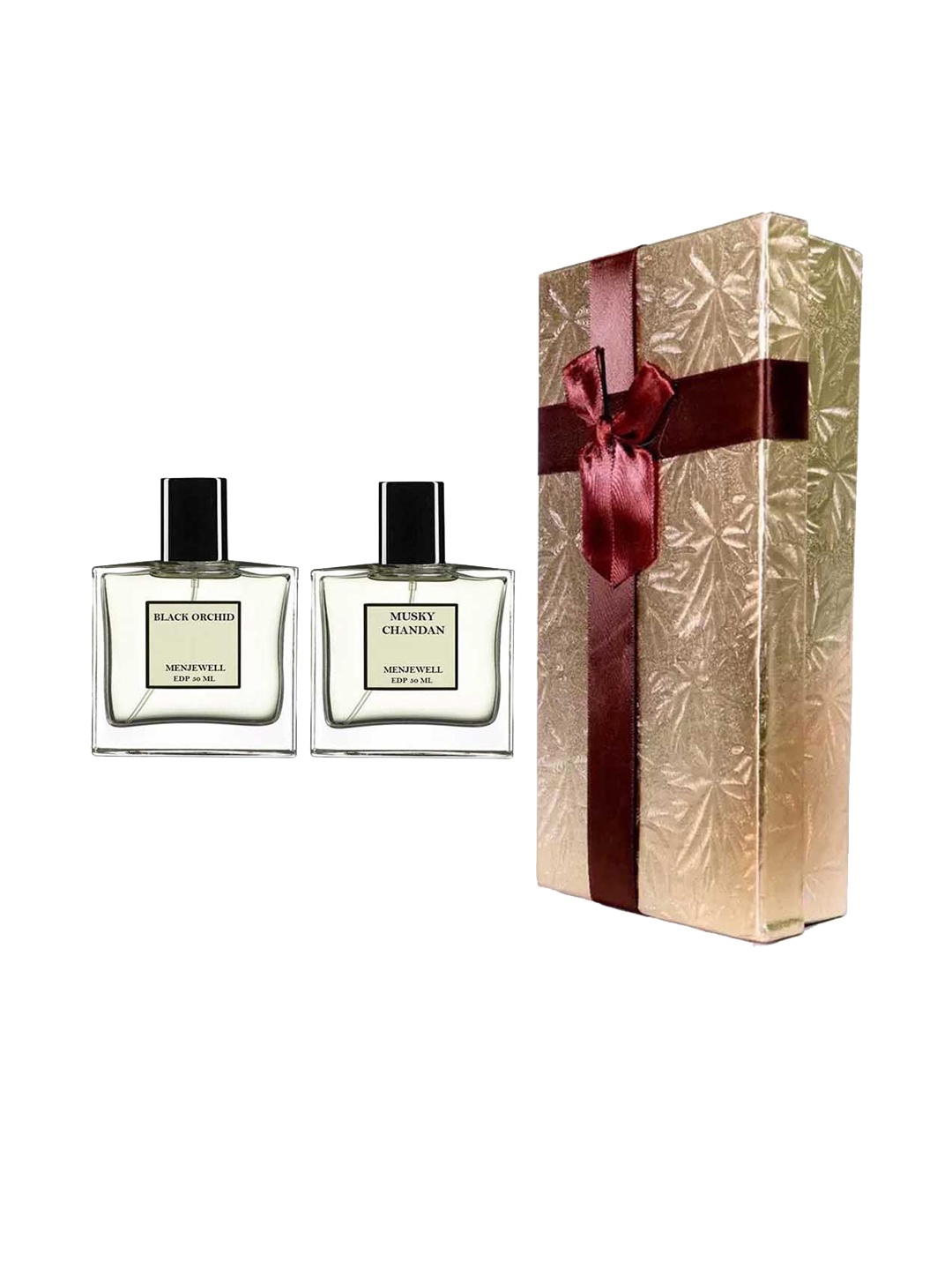 

Menjewell Set Of 2 Black Orchid & Musky Chandan Eau De Parfum- 50 ml Each, White