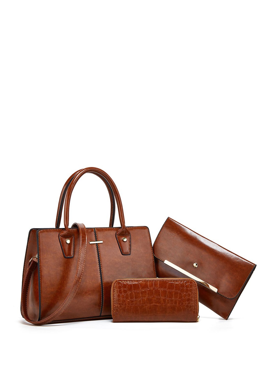 

RAVE Women Textured Structured Handheld Bags, Brown