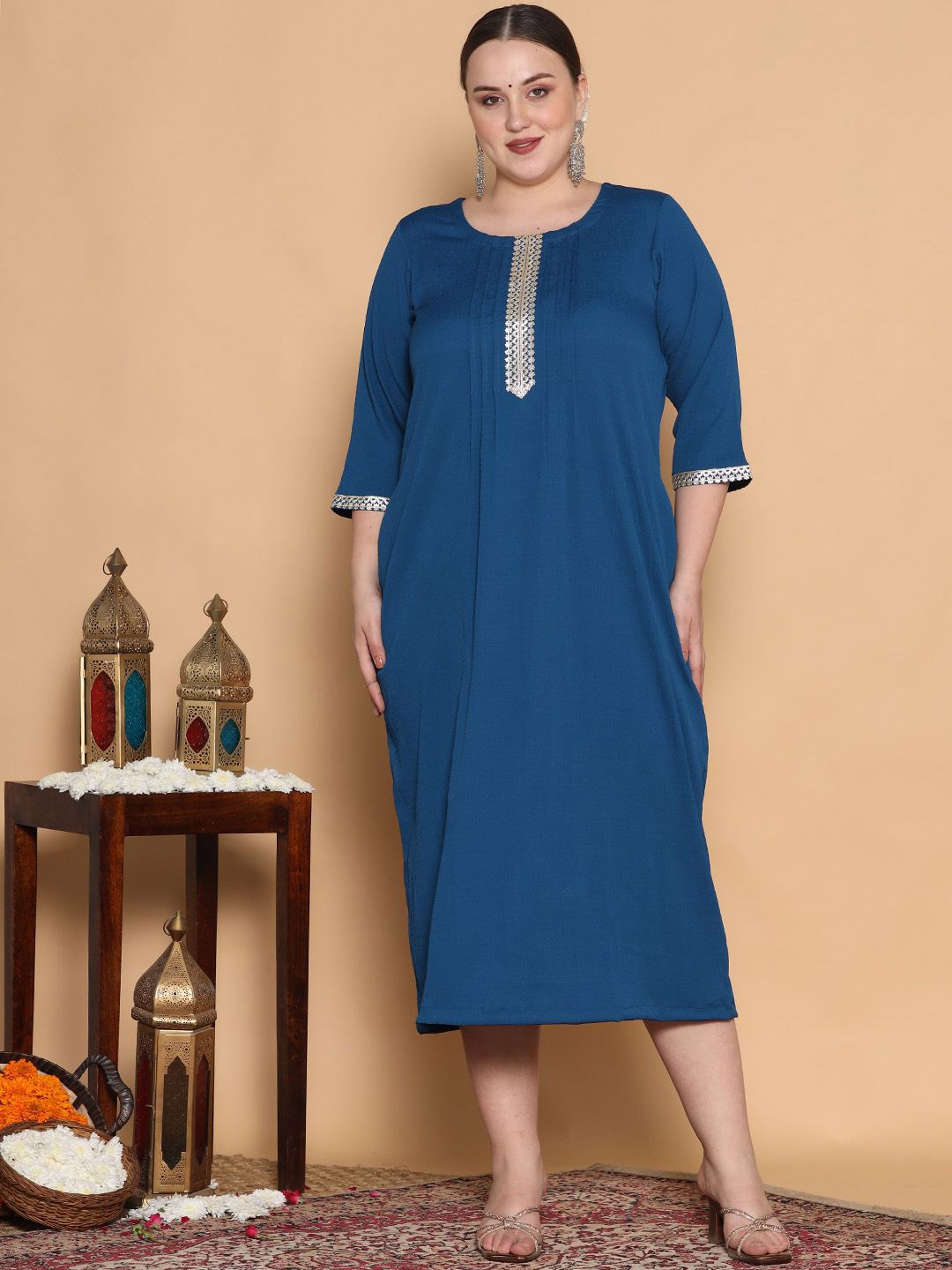 

LetsDressUp Lace-Up A-Line Midi Dress, Blue