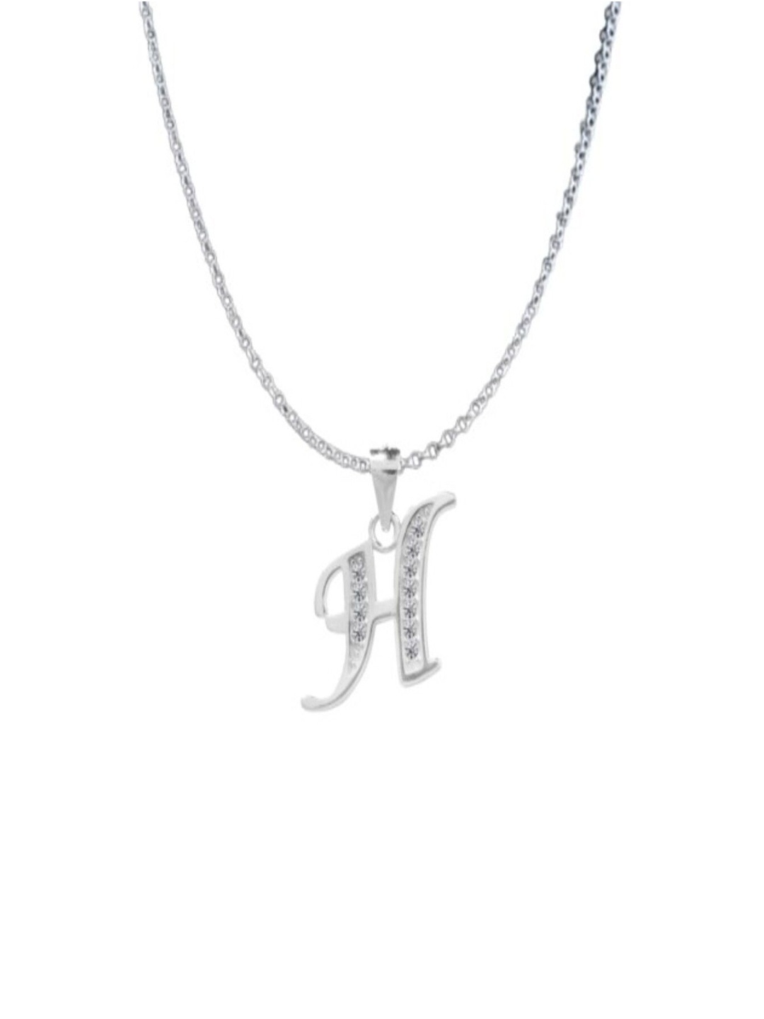 

Paavni 925 Sterling Silver Rhodium-Plated Cubic Zirconia Alphabet H Contemporary Pendant