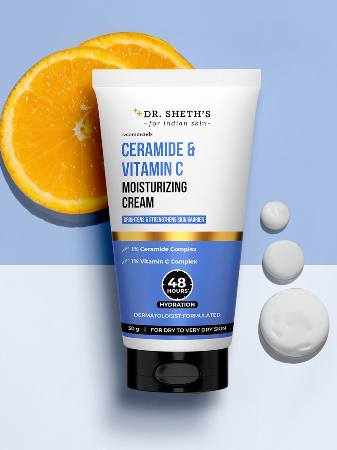 

DR. SHETHS Ceramide & Vitamin C Moisturizing Cream -50 g, White