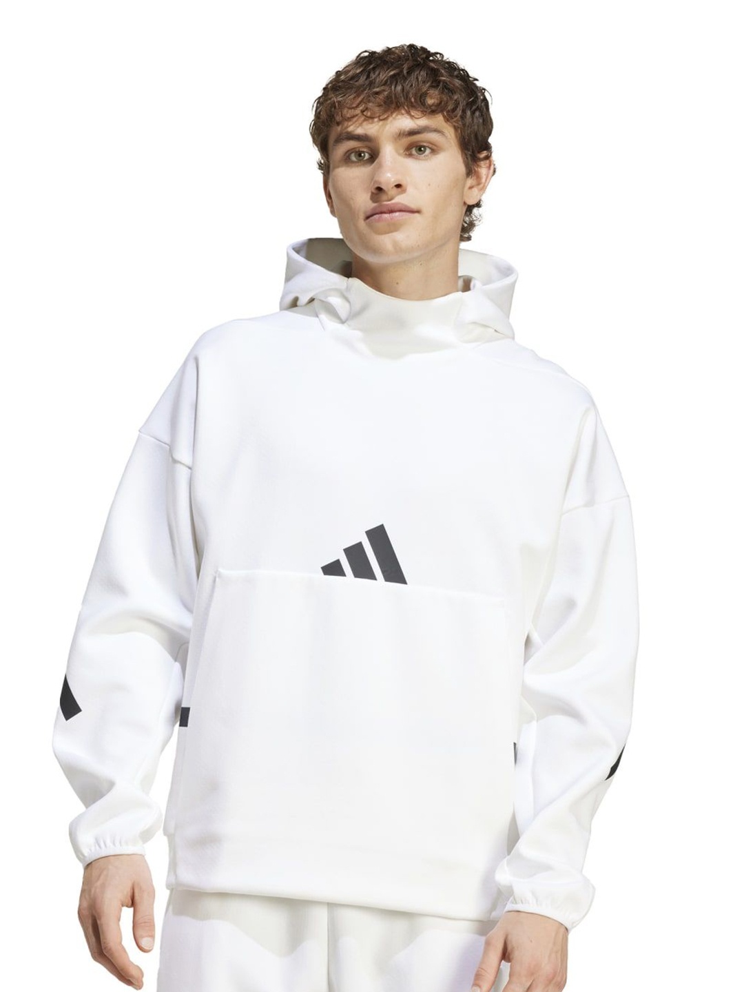 

ADIDAS Brand Logo Printed Long Sleeve Hooded Sweatshirts, White