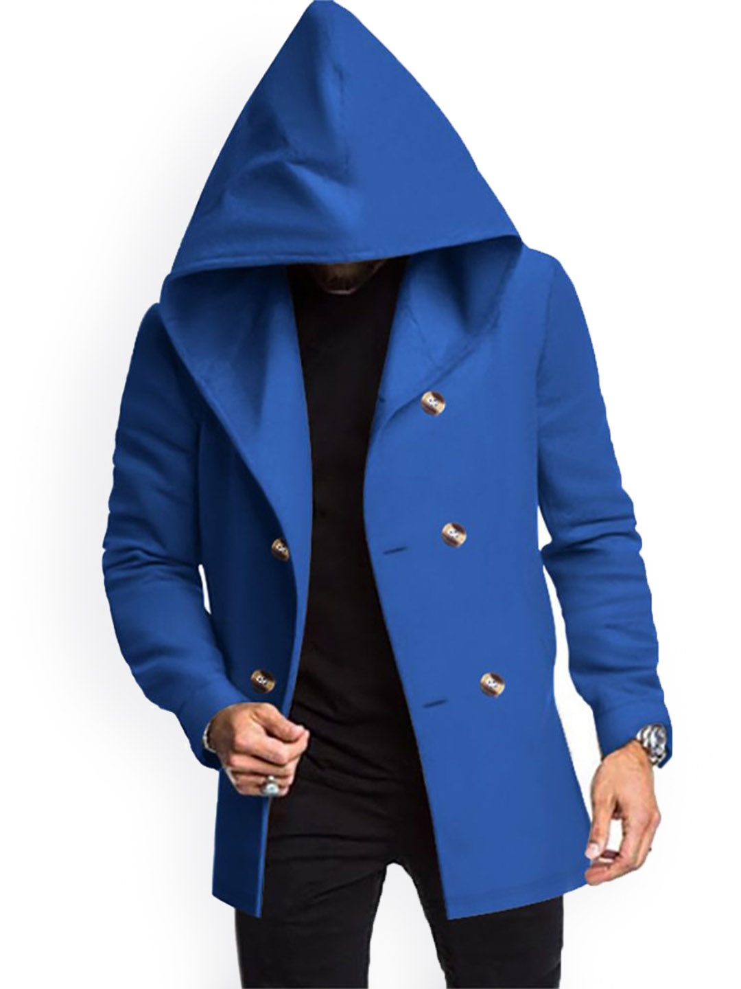 

StyleCast x Revolte Men Hooded Overcoats, Blue