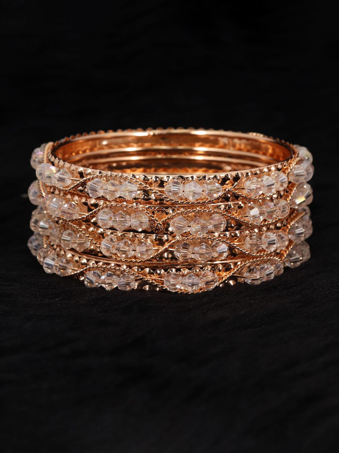 

ZULKA Set Of 4 Gold-Plated Studded Bangles