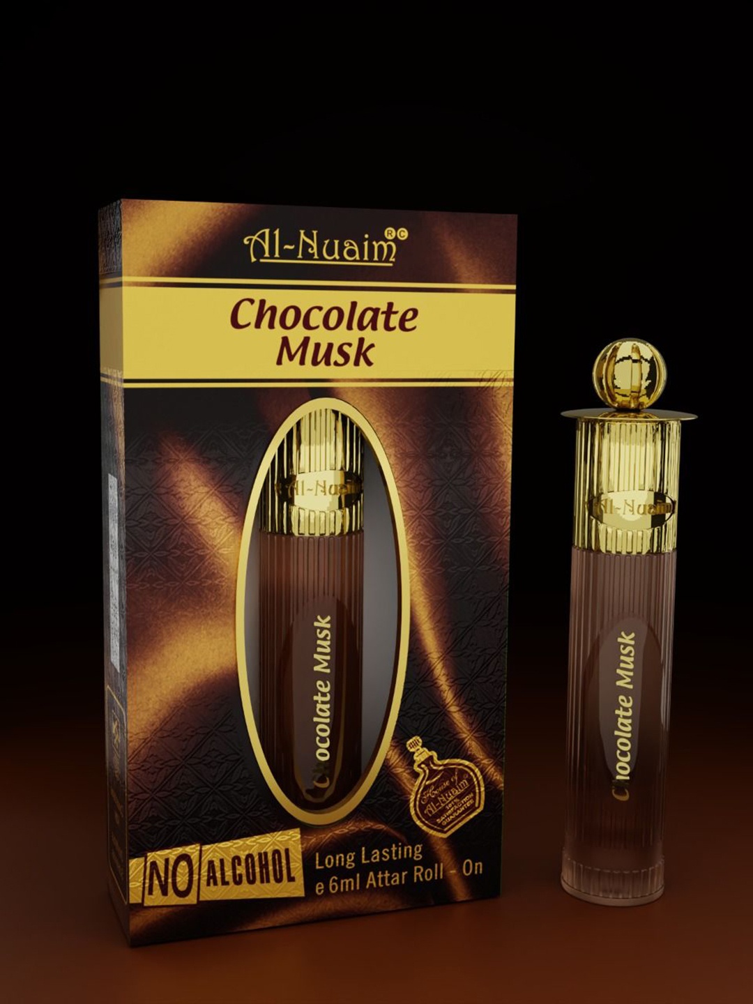 

Al-Nuaim Silver Series Chocolate Musk Alcohol Free Attar Roll-On - 6 ml, Brown