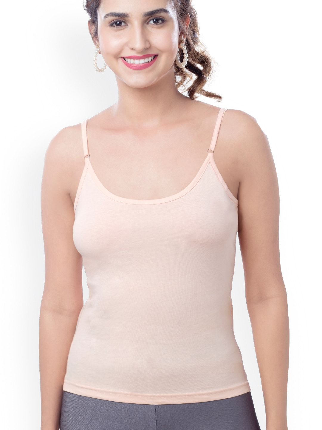 

BRIDA LADIES INNERWEAR Women Solid Cotton Camisoles, Peach