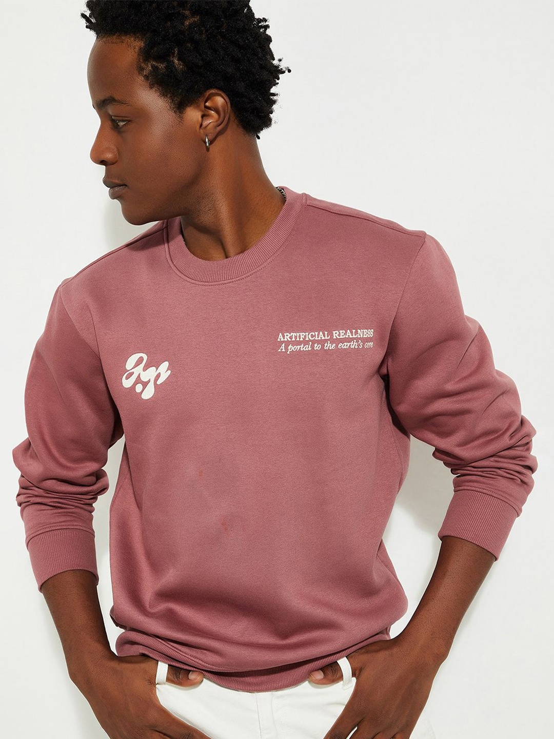 

max URB_N Men Chest Print Sweatshirt, Orange