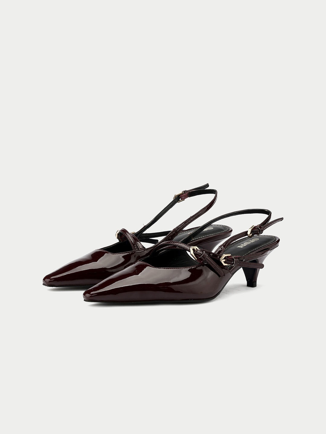 

Oroh Women Party Pointed Toe Stiletto Mary Janes with Buckles, Maroon