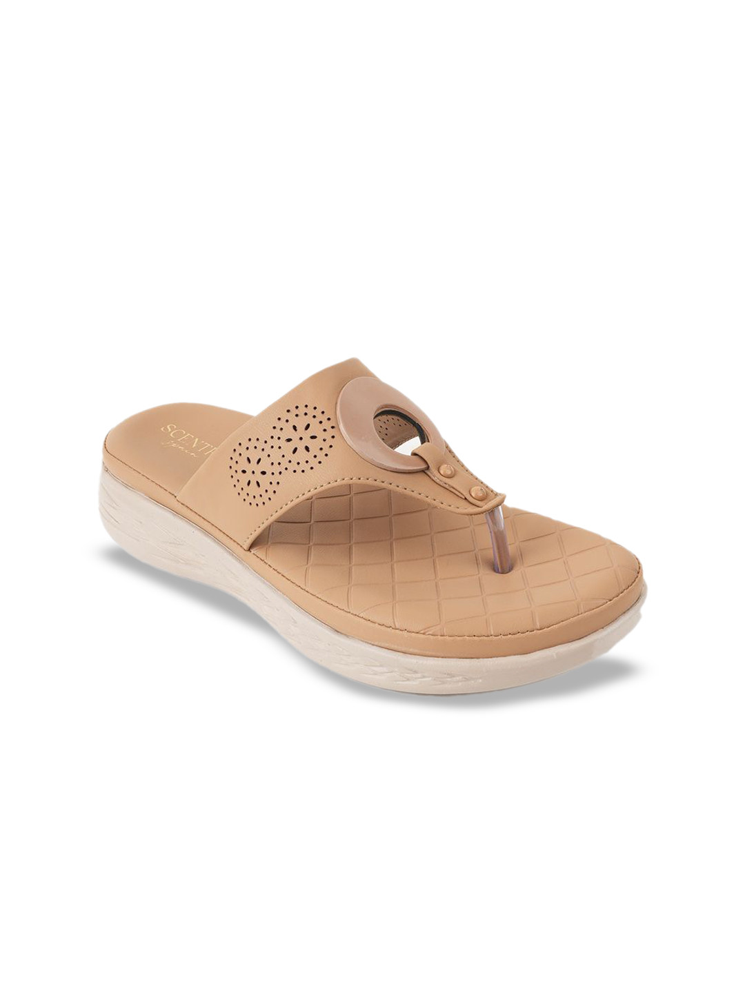 

SCENTRA Women Open Toe Flats, Beige