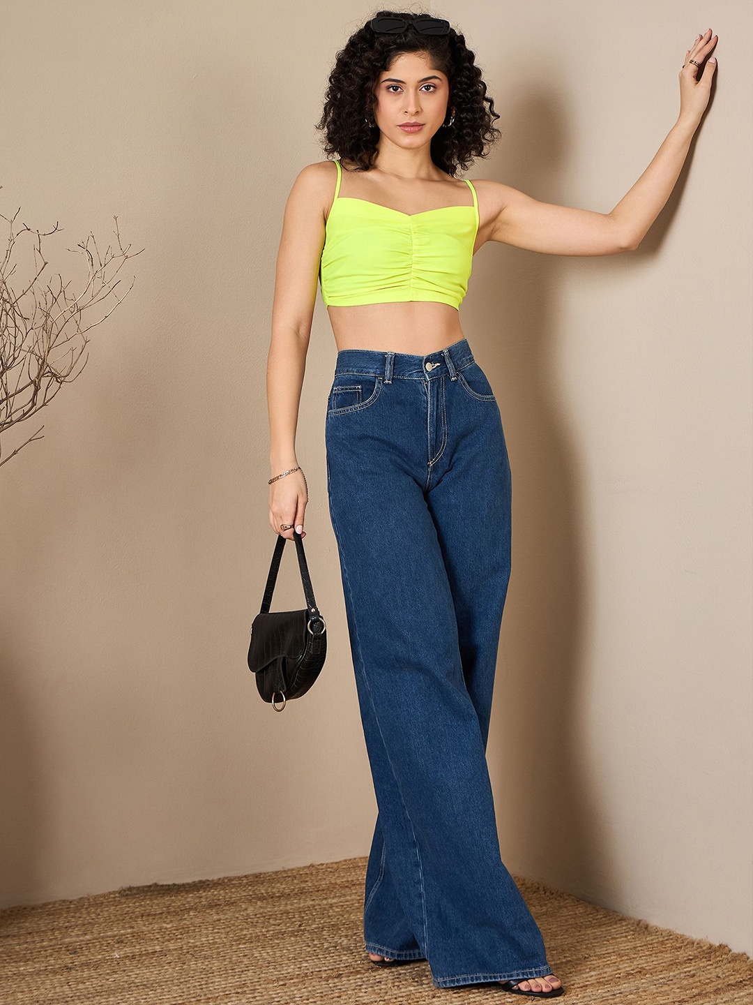 

Kibo Women Shoulder Straps Cotton Crop Top, Green