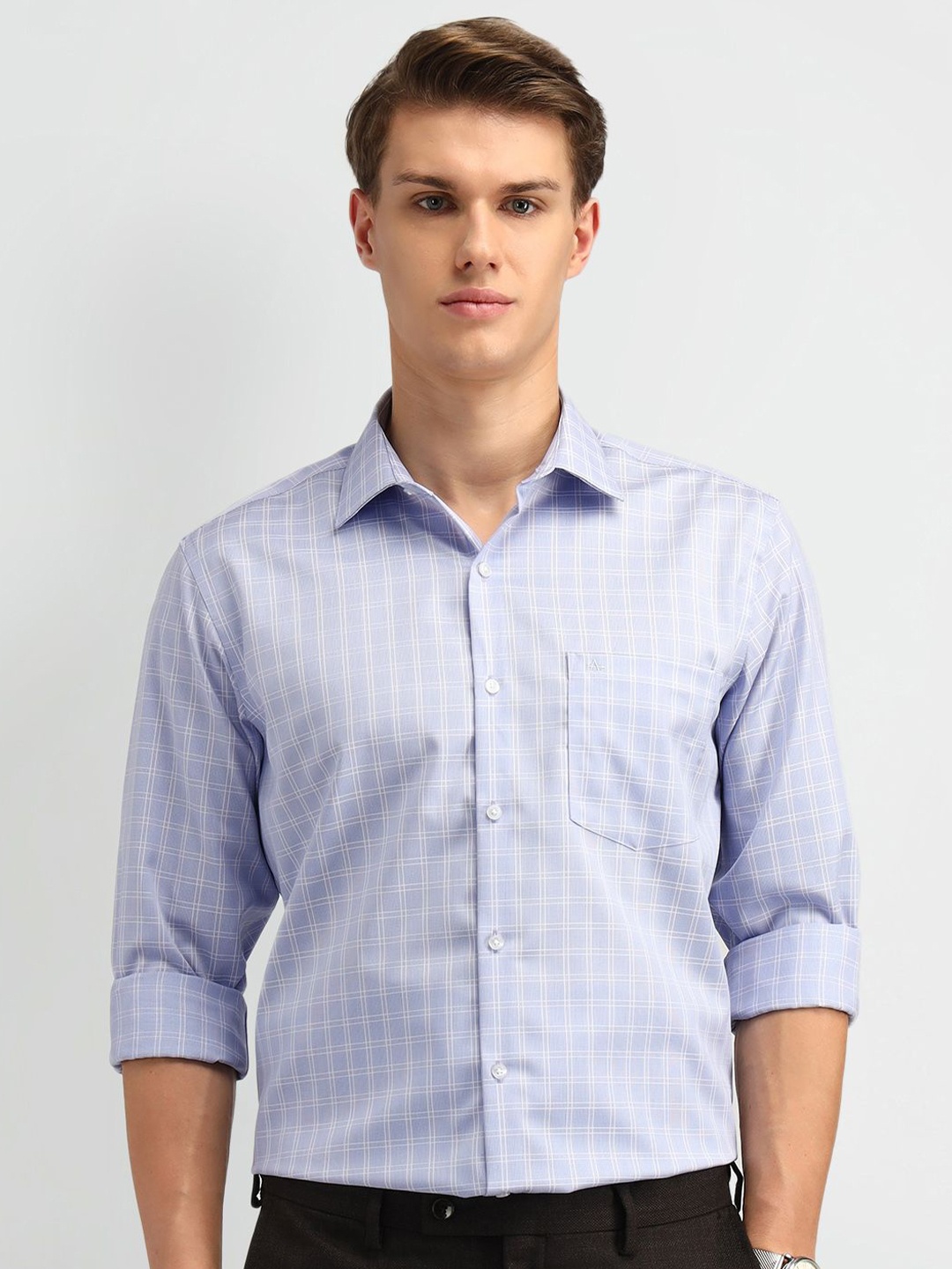 

Arrow Men Classic Spread Collar Checked Cotton Formal Shirt, Purple
