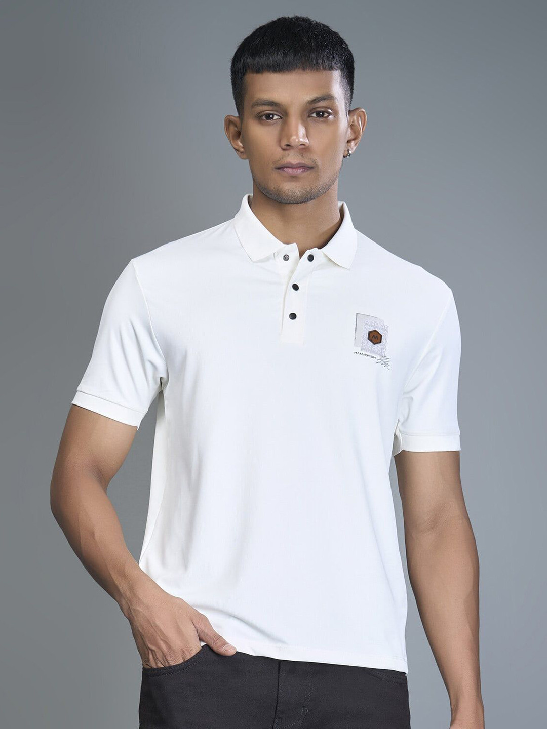

MAXZONE 3 Buttons Polo Collar Casual T-shirt, White