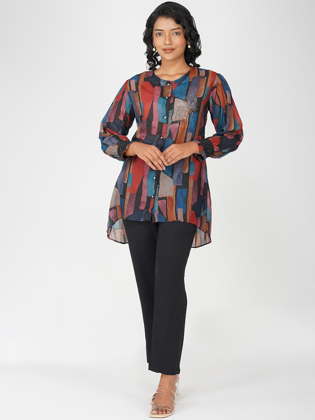 

Bindigasm Geometric Printed Tunic & Trousers, Black