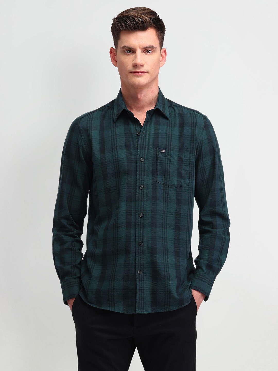 

Arrow Sport Men Manhattan Slim Fit Opaque Checked Casual Shirt, Grey
