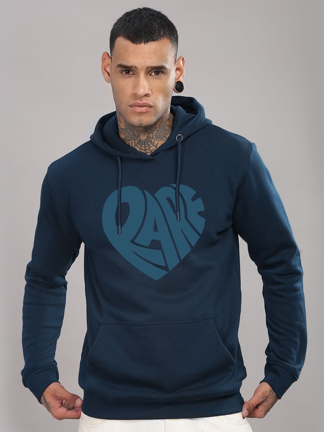 

ADRO Men Printed Hooded Sweatshirt, Teal