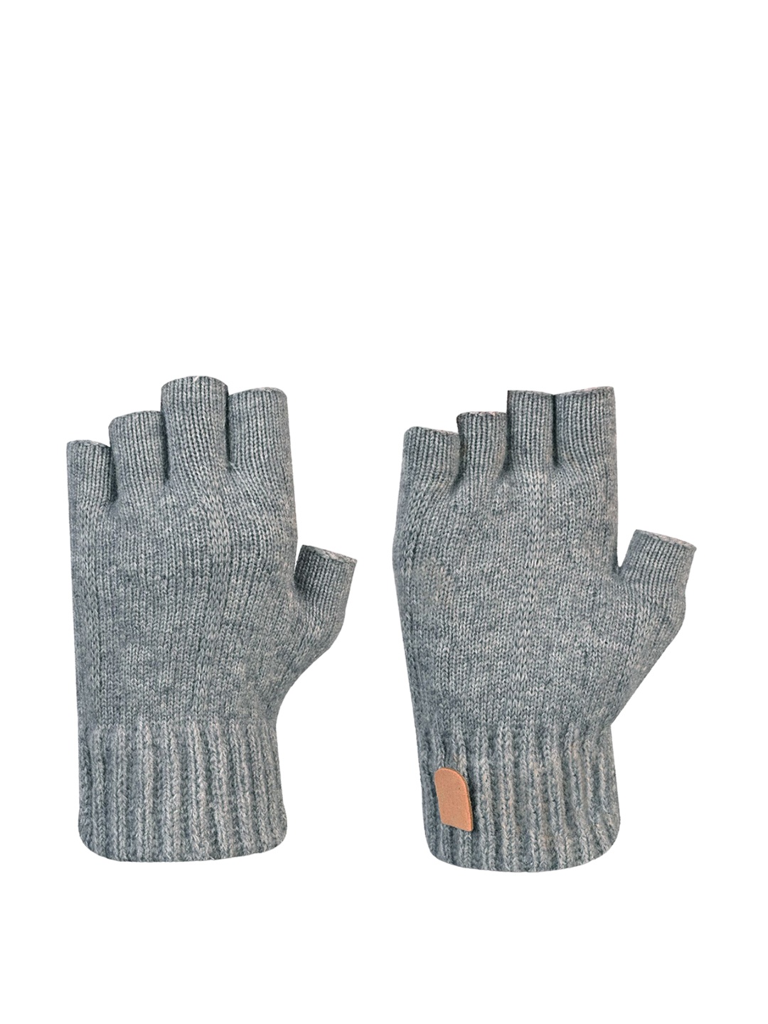 

LOOM LEGACY Men Patterned Acrylic Fingerless Gloves, Grey
