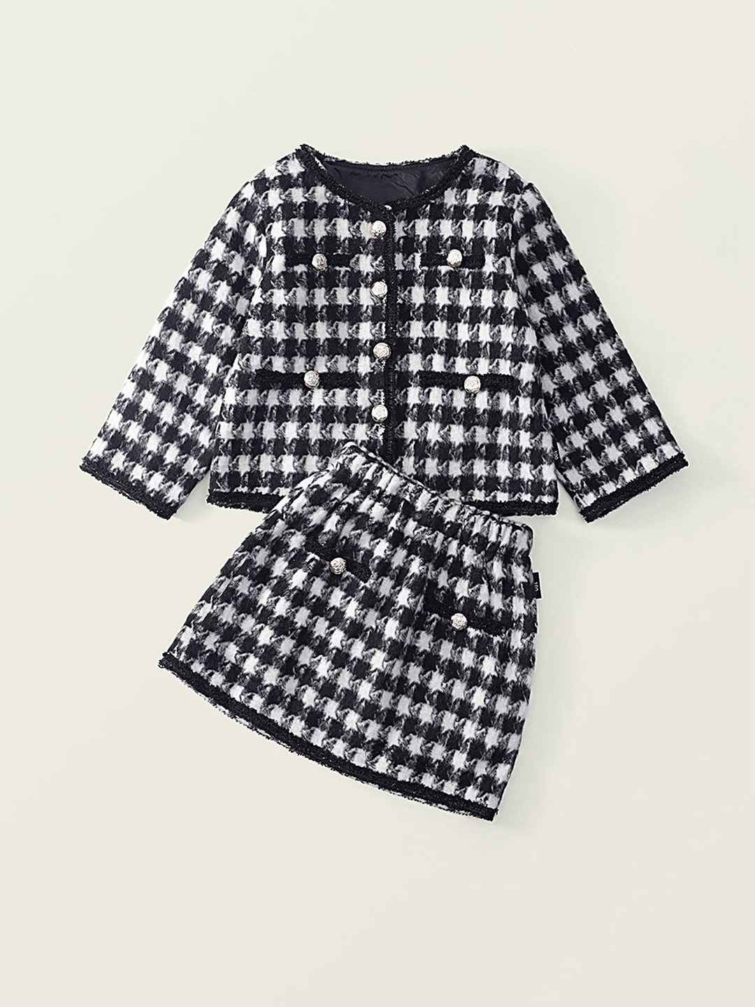

LULU & SKY Girls Printed Top with Skirt, Black