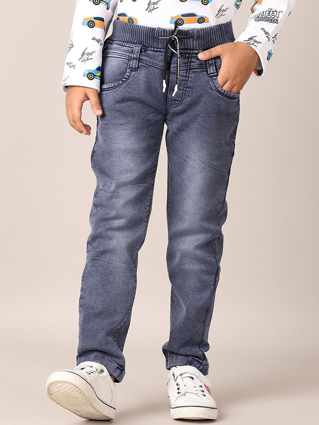 

V-Mart Boys Light Fade Stretchable Jeans, Blue