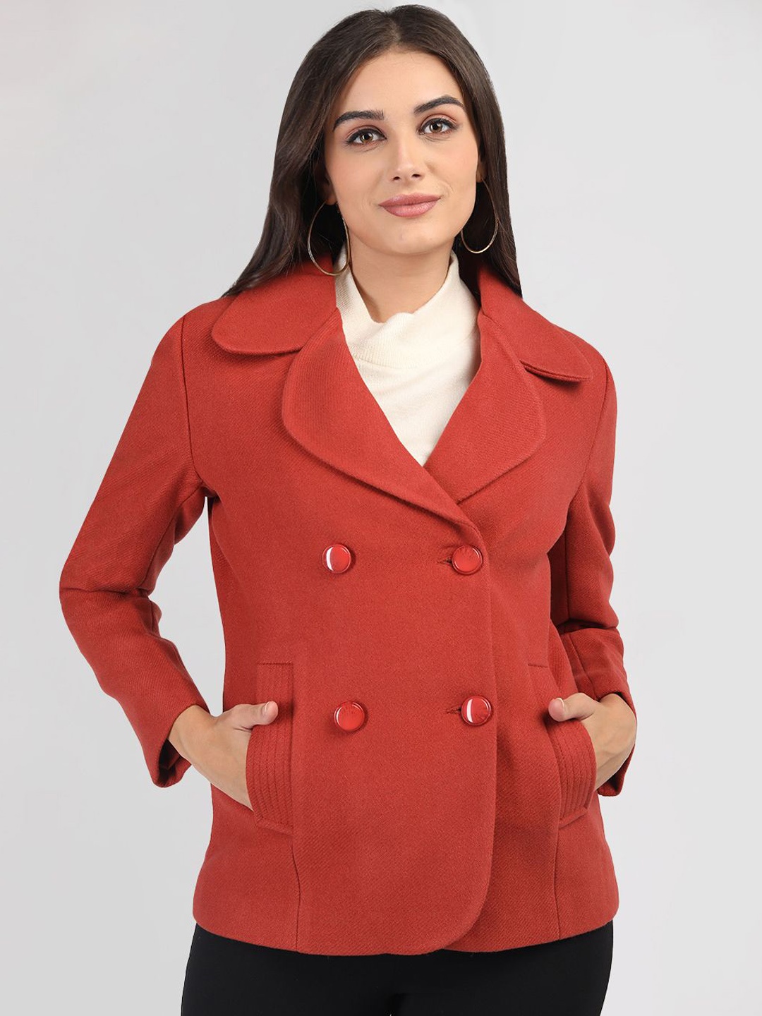 

PROTEX Women Single-Breasted Overcoat, Rust