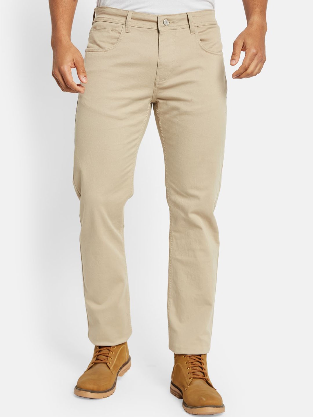 

Octave Men Cotton Regular Fit Stretchable Jeans, Beige