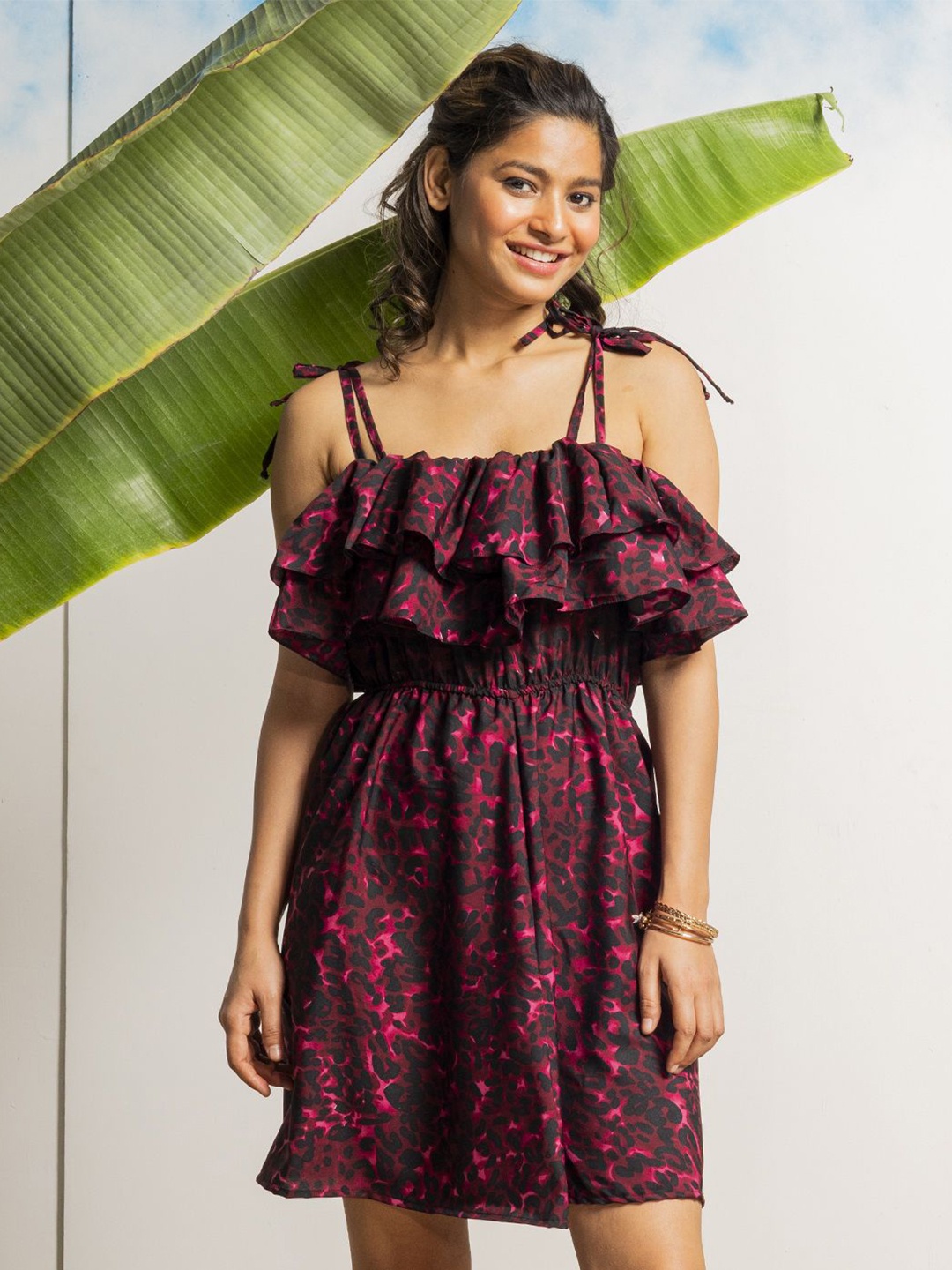 

EROTISSCH Women Printed Fit & Flare Dress, Purple