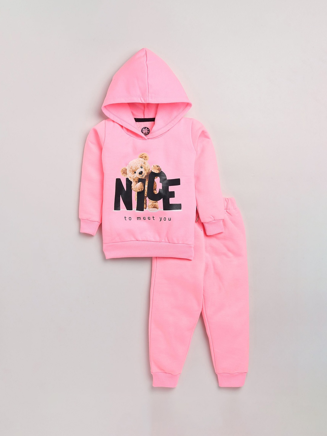 

YK Girls Typography Printed Long Sleeves Tracksuits, Pink