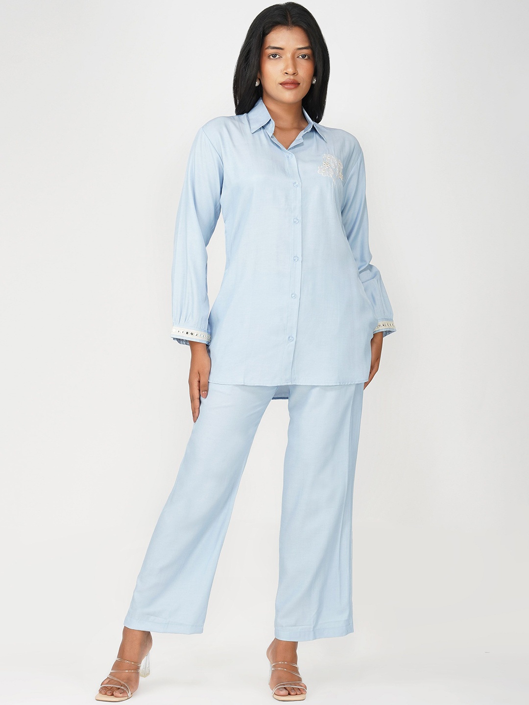 

Bindigasm Embroidered Shirt With Trousers, Blue