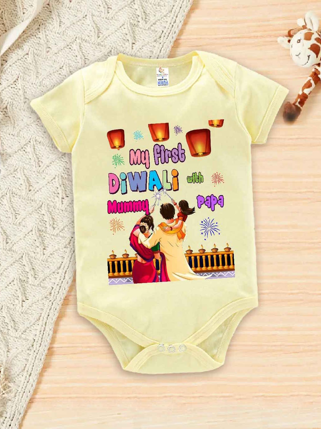 

Babywish Infant Kids Printed Cotton Bodysuit, Yellow