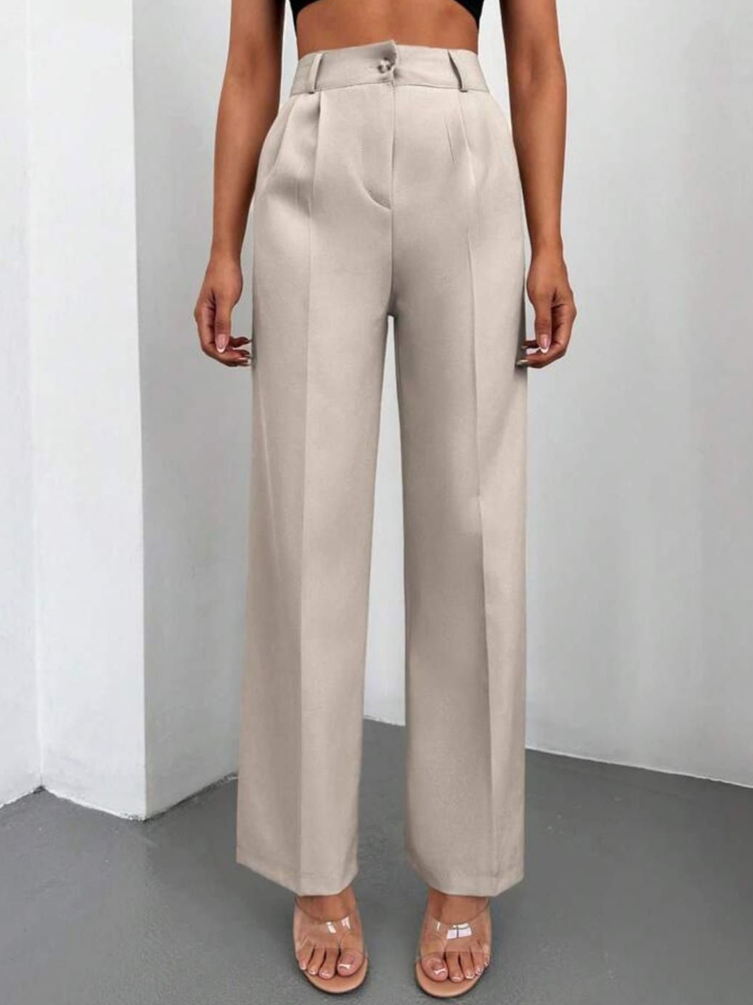 

BROADSTAR Women Pleated Korean Pants, Off white