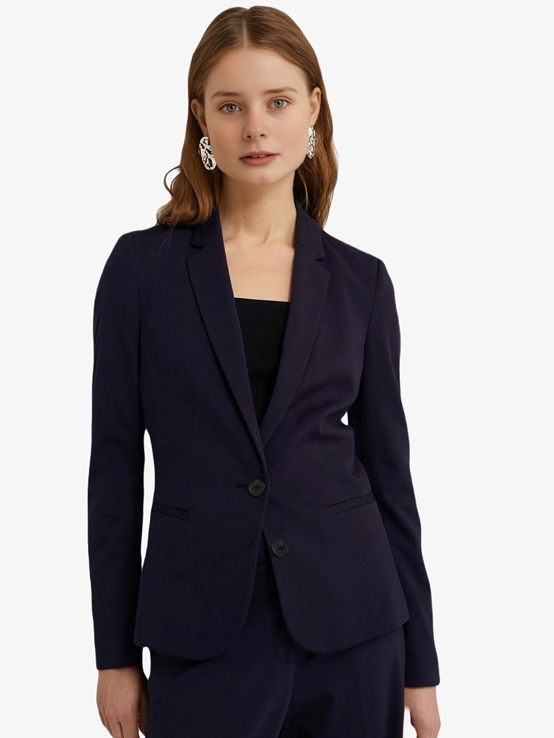 

BAESD Notched Lapel Collar Single Breasted Blazer, Navy blue