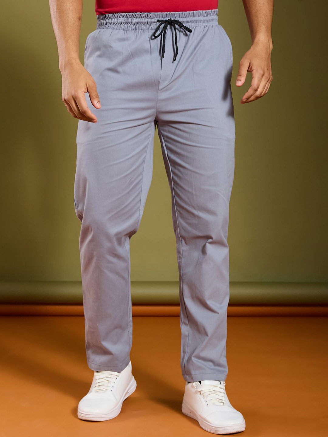 

AAHWAN Men High-Rise Trousers, Grey