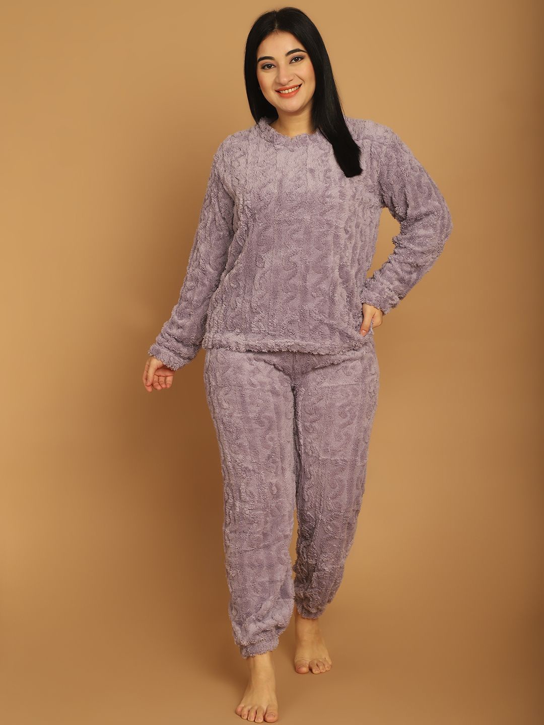 

TAG 7 Women Self Design Night suit, Lavender
