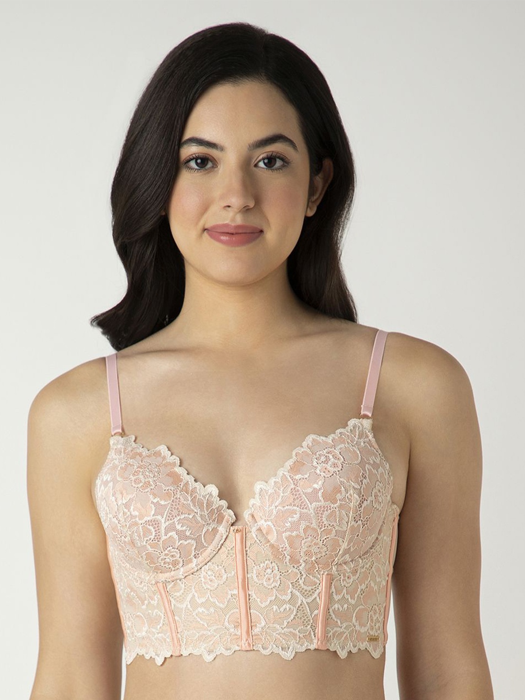 

Amante Floral Half Coverage Lightly Padded Push-Up Bra, Pink