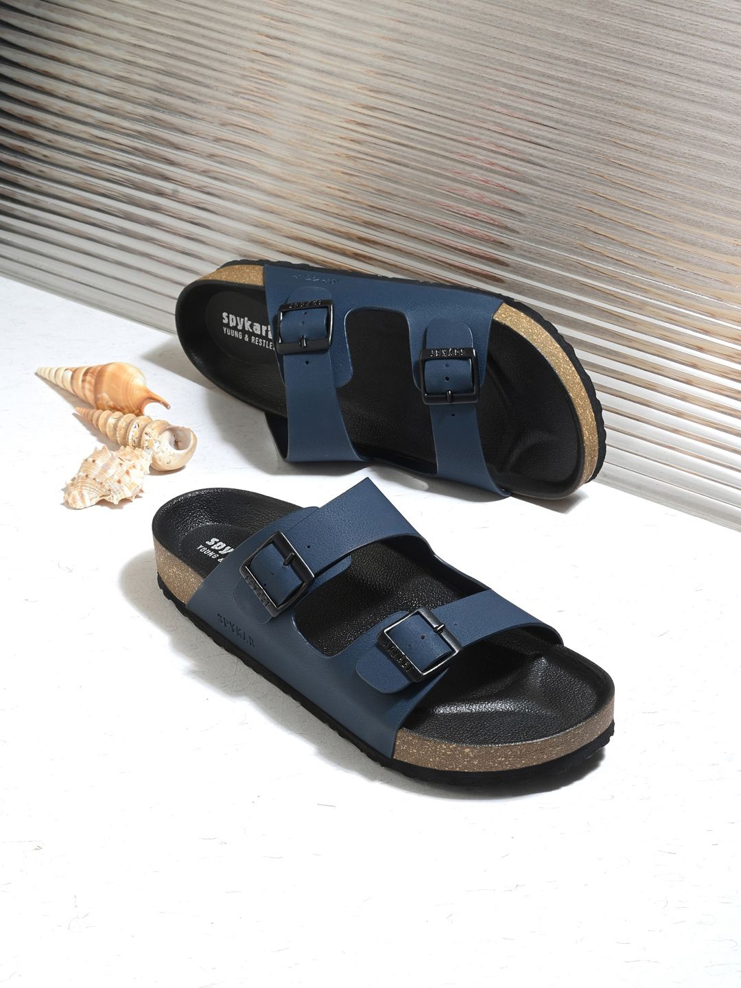 

SPYKAR Men Slip-On PU Flip Flops, Navy blue