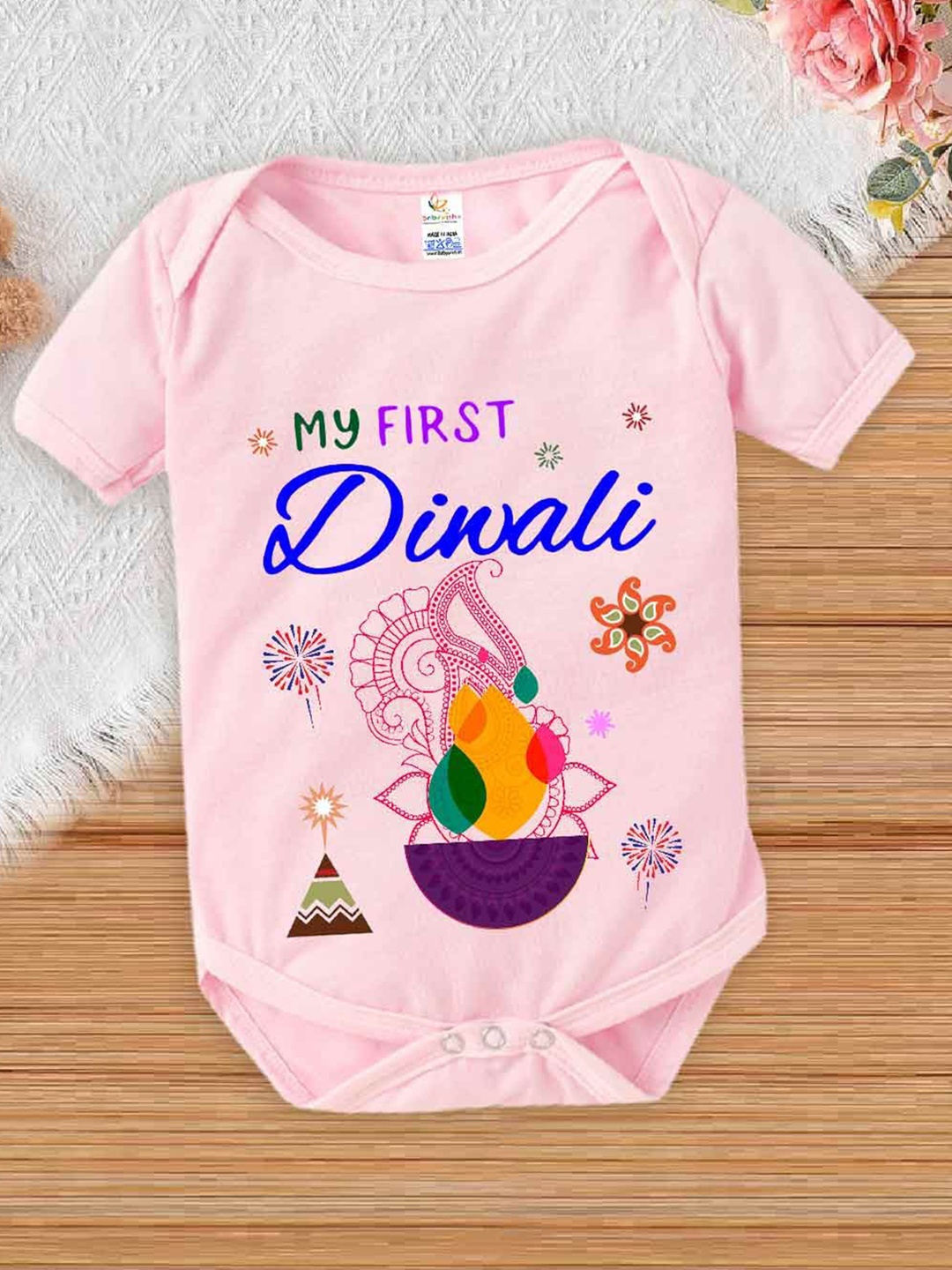 

Babywish Kids Printed Cotton Bodysuit, Pink