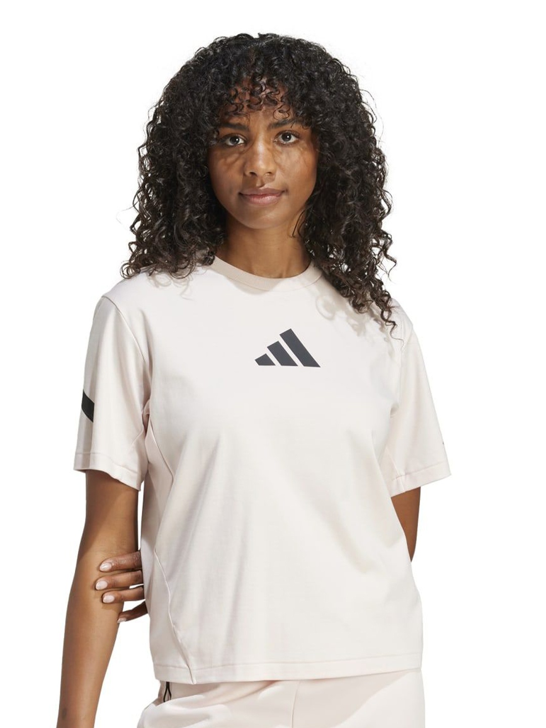 

ADIDAS Women W.Z.N.E. Tee Brand Logo Round Neck Cotton T-shirt, Pink