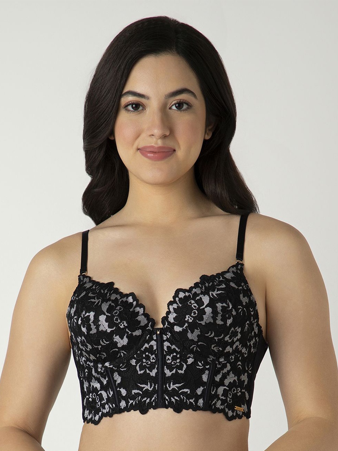 

Amante Women Floral Half Coverage Lightly Padded Bra, Black