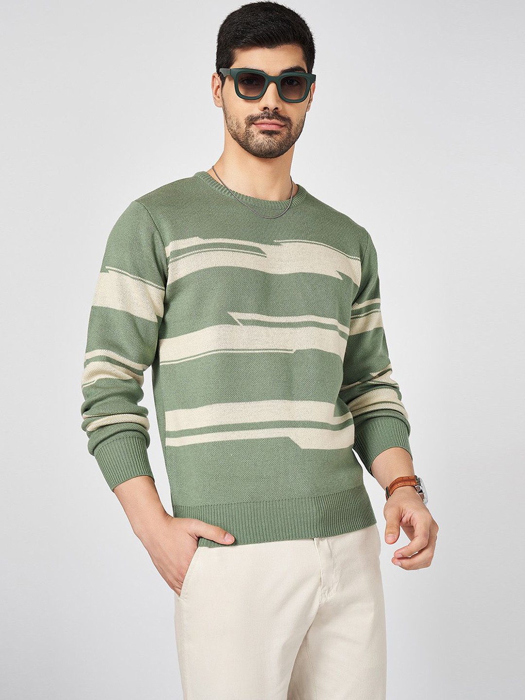 

BYFORD by Pantaloons Men Printed Pullover, Green